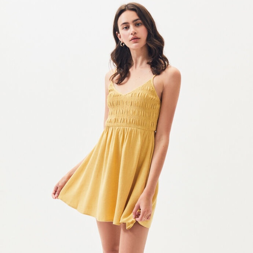 pacsun smocked yellow sundress